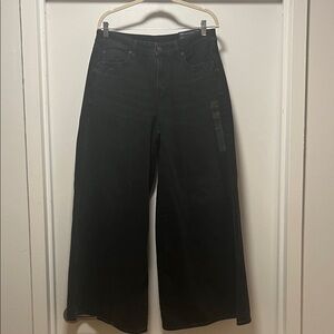 American Eagle Outfitters Proper Black Wide-Leg Mid Rise A-line Fit